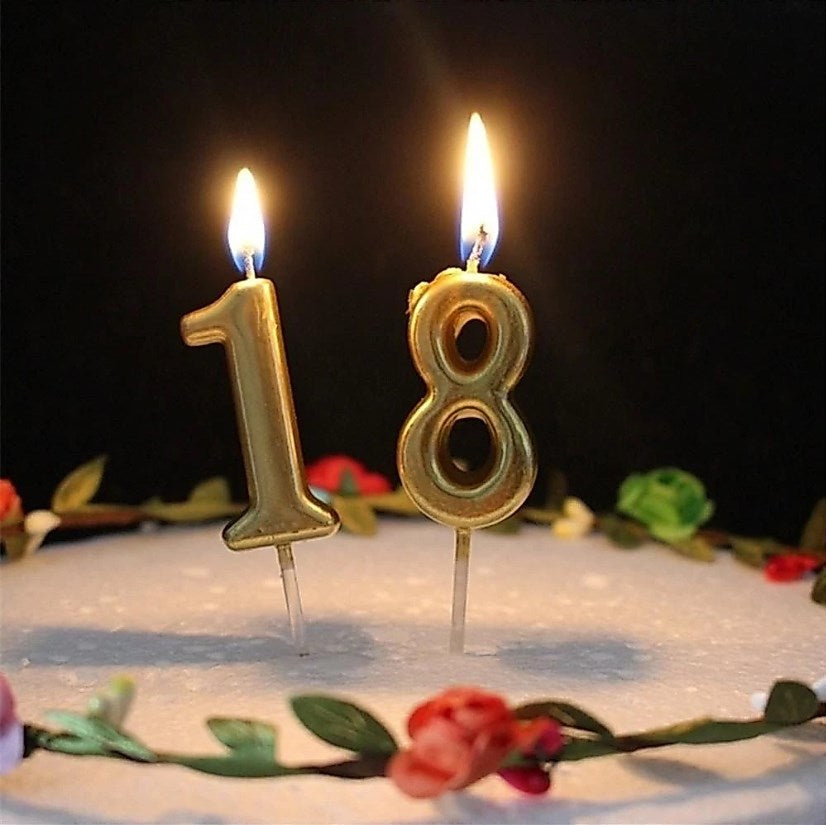 1pc Gold Number 0-9 Candle Cake Topper | Birthday Party Cupcake Decoration