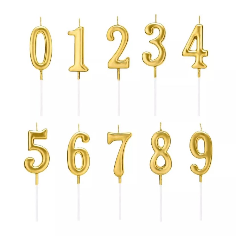 1pc Gold Number 0-9 Candle Cake Topper | Birthday Party Cupcake Decoration