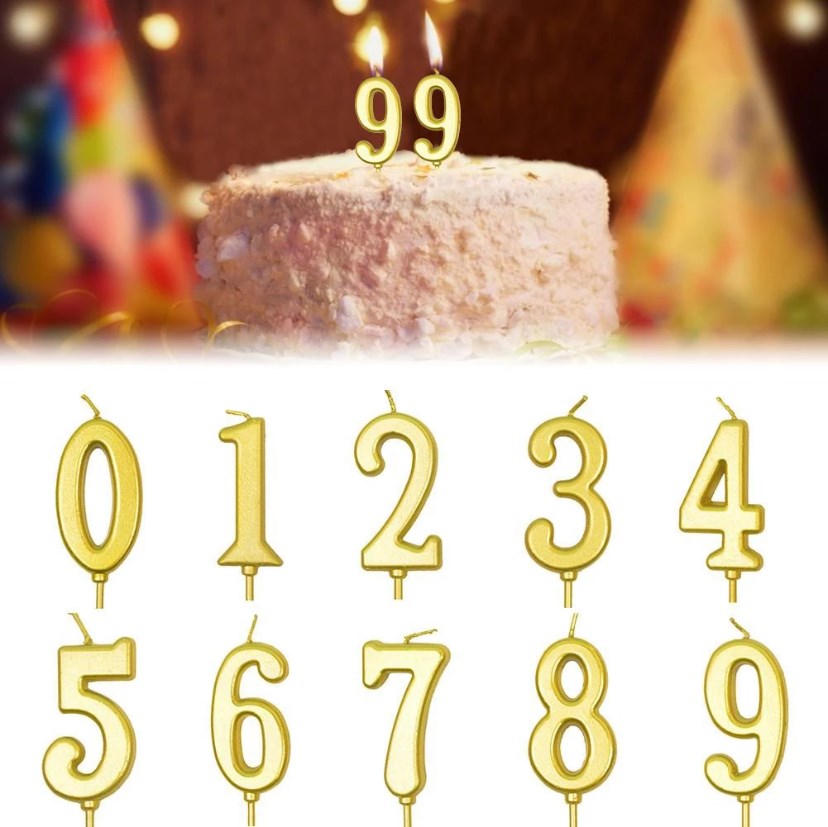 1pc Gold Number 0-9 Candle Cake Topper | Birthday Party Cupcake Decoration