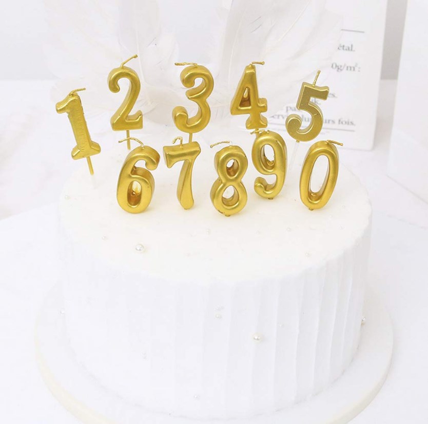 1pc Gold Number 0-9 Candle Cake Topper | Birthday Party Cupcake Decoration
