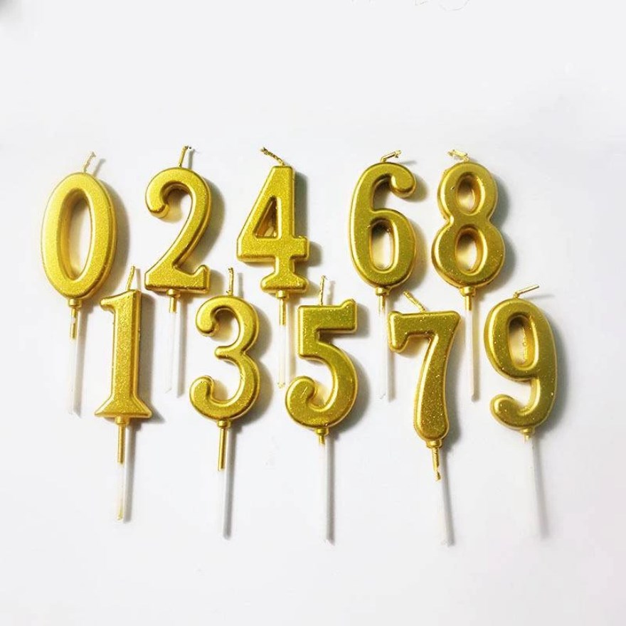 1pc Gold Number 0-9 Candle Cake Topper | Birthday Party Cupcake Decoration
