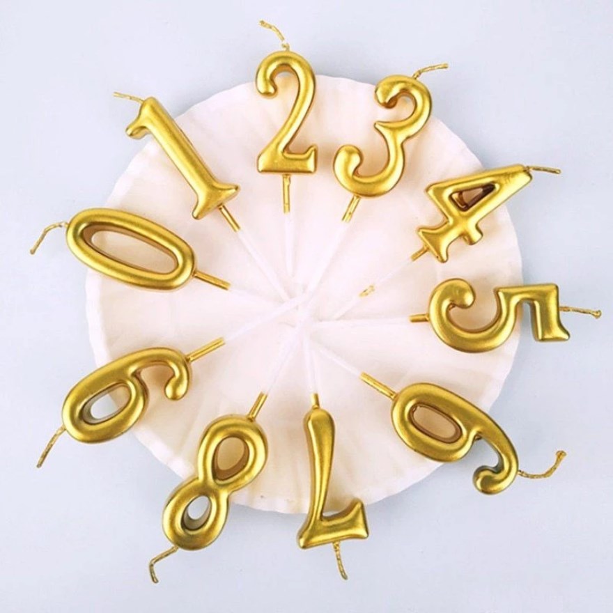 1pc Gold Number 0-9 Candle Cake Topper | Birthday Party Cupcake Decoration