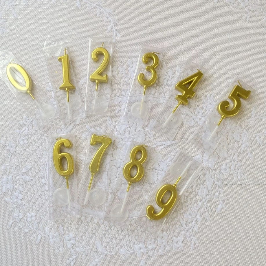 1pc Gold Number 0-9 Candle Cake Topper | Birthday Party Cupcake Decoration