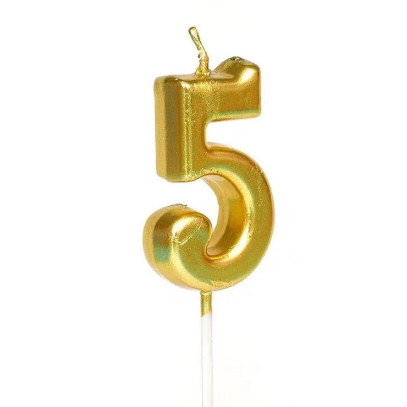1pc Gold Number 0-9 Candle Cake Topper | Birthday Party Cupcake Decoration