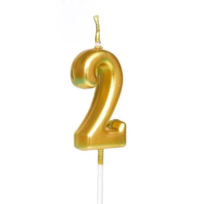 1pc Gold Number 0-9 Candle Cake Topper | Birthday Party Cupcake Decoration