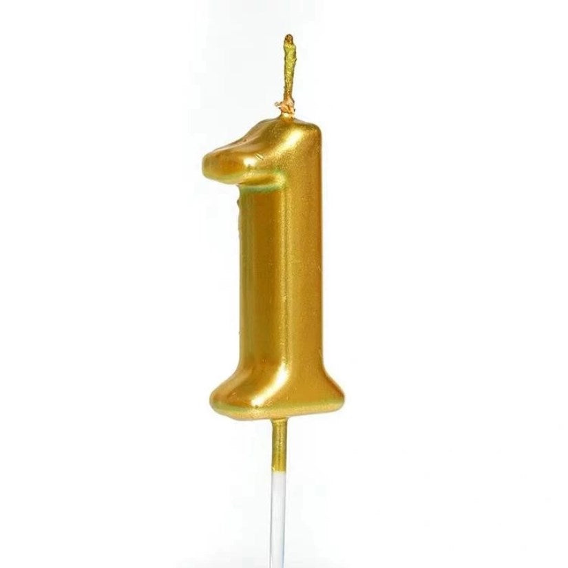 1pc Gold Number 0-9 Candle Cake Topper | Birthday Party Cupcake Decoration