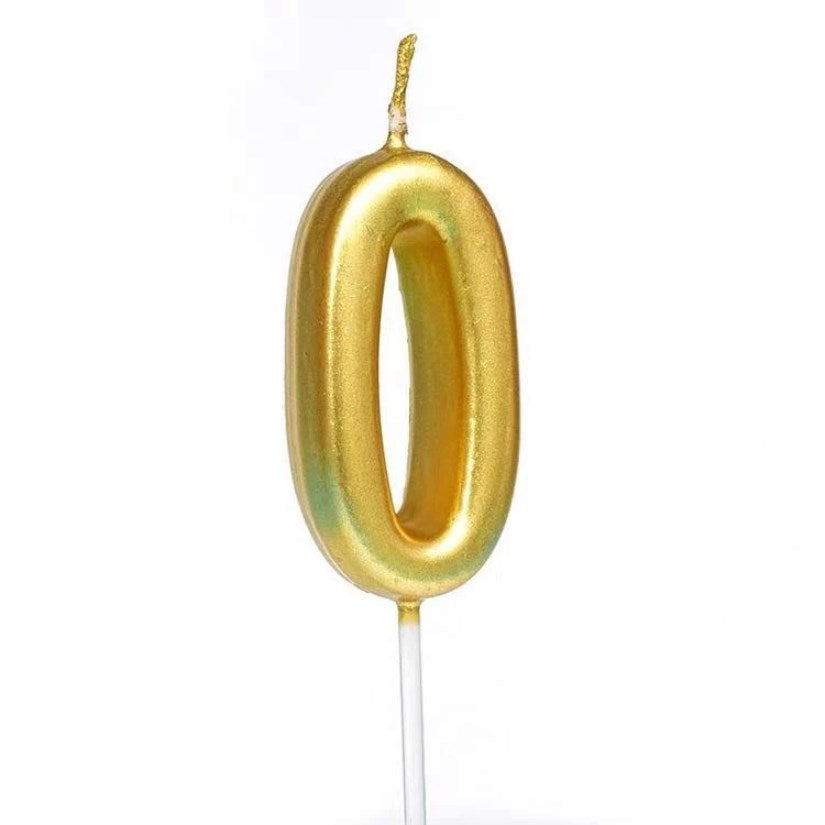 1pc Gold Number 0-9 Candle Cake Topper | Birthday Party Cupcake Decoration