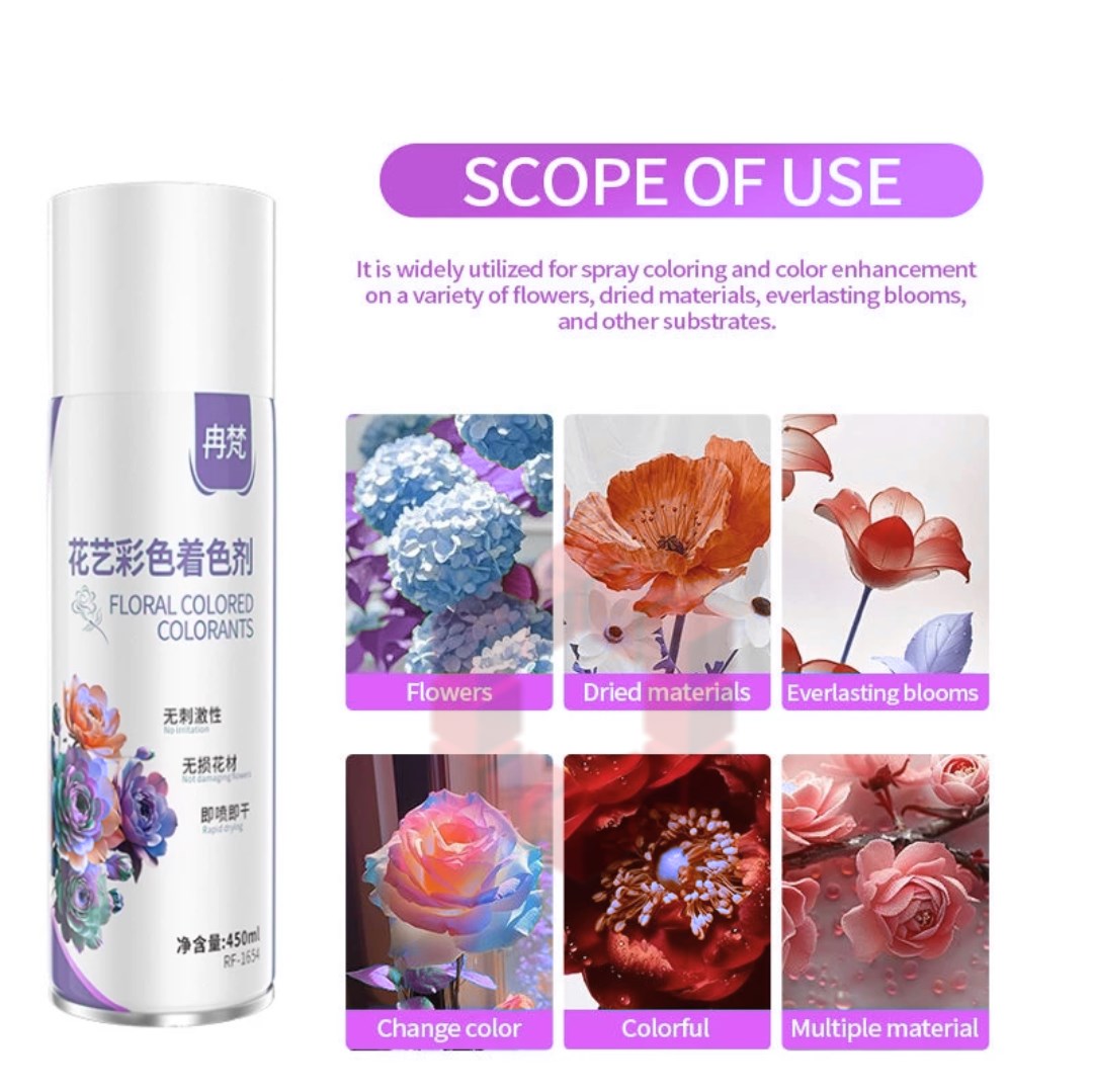 Flower Spray Paint 450ml | Magic Color Change Dye Spray Quick Dry for DIY Art & Floral Decoration