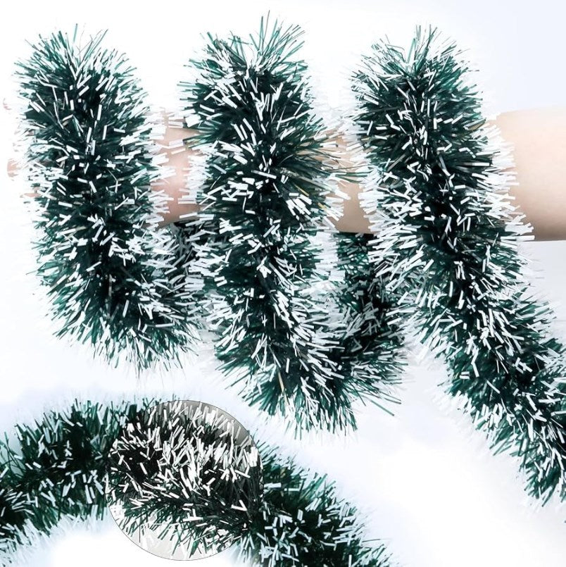 Christmas Tinsel Garland Xmas Metallic Tinsel Twist Garland Glitter Xmas Tree 9cm *2m