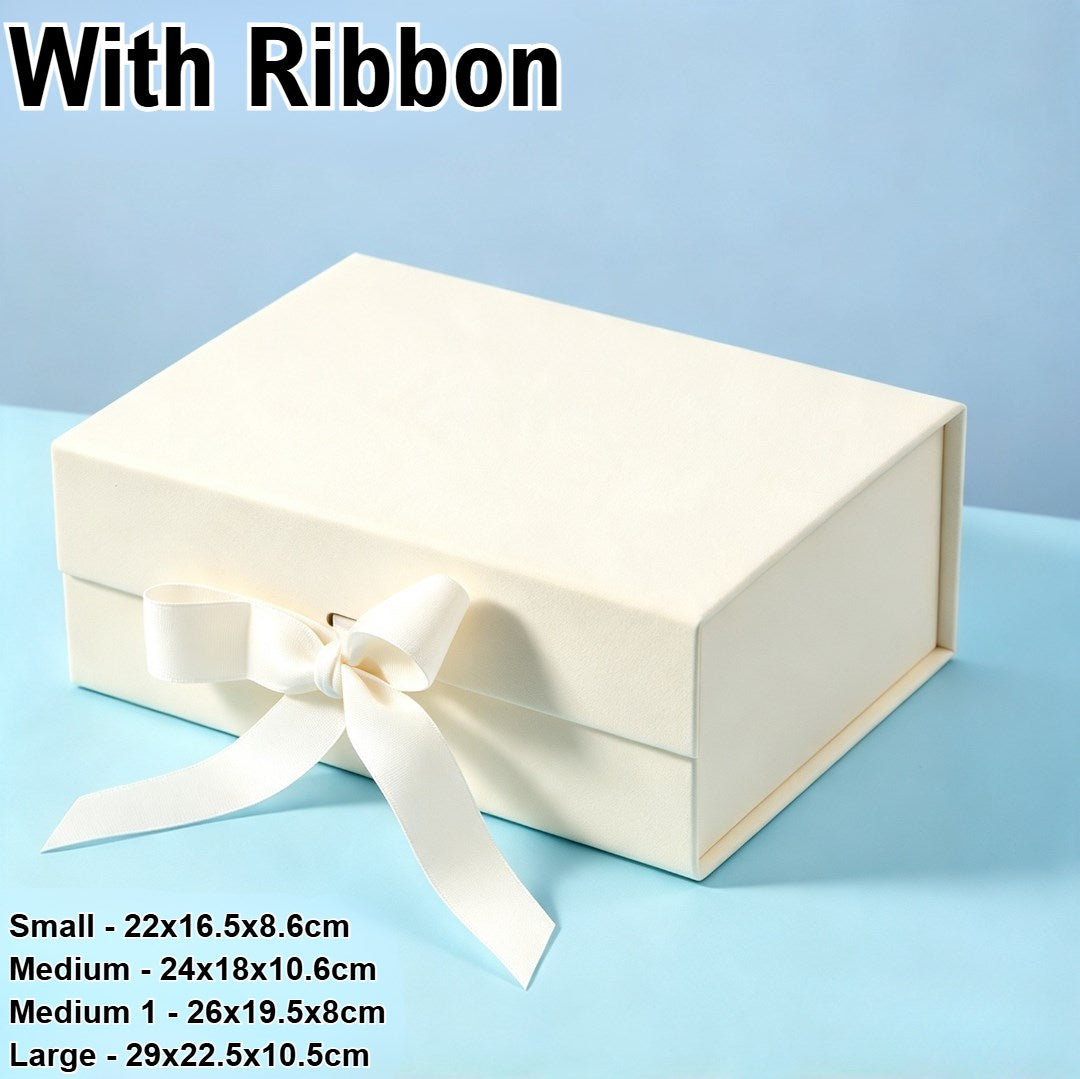 Magnetic Closure Gift Box with Ribbon - Premium Rigid Presentation Box for Jewelry, Cosmetics ect.