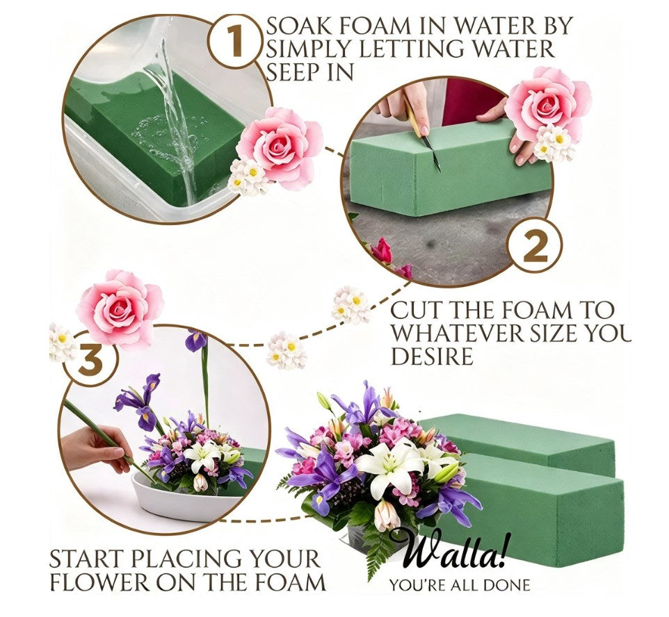 1 Box Floral Foam | 40 Bricks per Box | Green Foam for Fresh & Artificial Flower Bouquet Arrangement