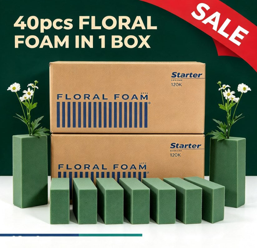 1 Box Floral Foam | 40 Bricks per Box | Green Foam for Fresh & Artificial Flower Bouquet Arrangement