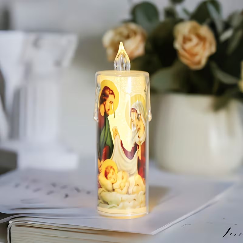4pcs Religious Flameless LED Candles | Prayer Night Lights Candles | Safe & Silent | Random Design