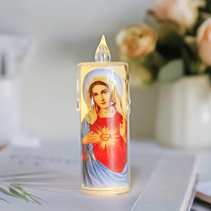 4pcs Religious Flameless LED Candles | Prayer Night Lights Candles | Safe & Silent | Random Design