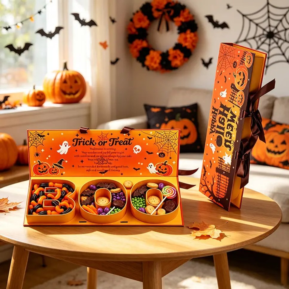 3D Pop Up Gift Box Halloween Christmas BOO JOY Treat Box Party Gift Packaging with Ribbon
