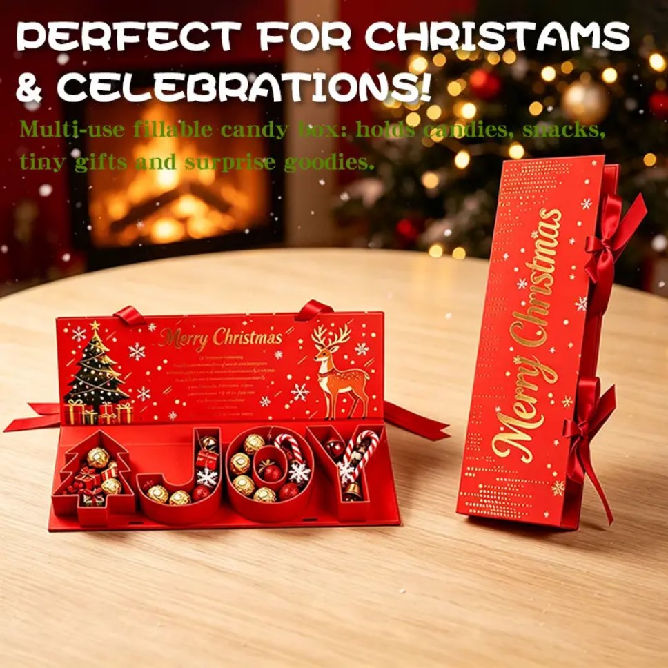 3D Pop Up Gift Box Halloween Christmas BOO JOY Treat Box Party Gift Packaging with Ribbon