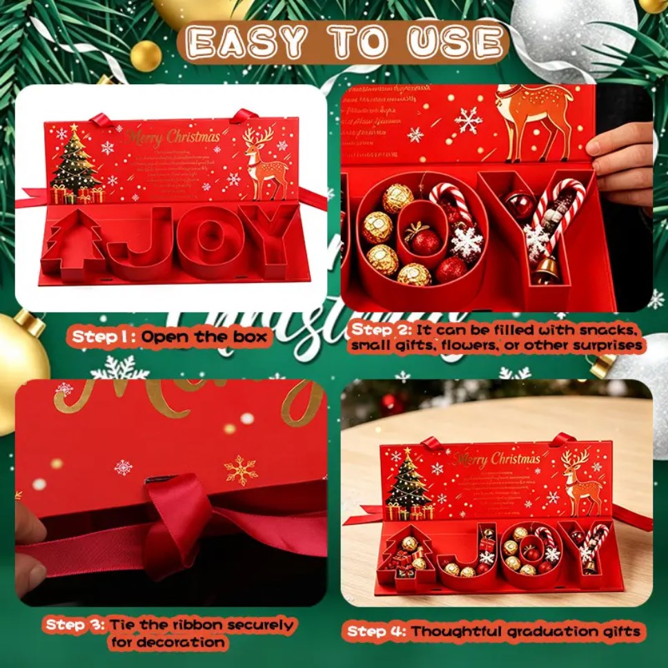 3D Pop Up Gift Box Halloween Christmas BOO JOY Treat Box Party Gift Packaging with Ribbon