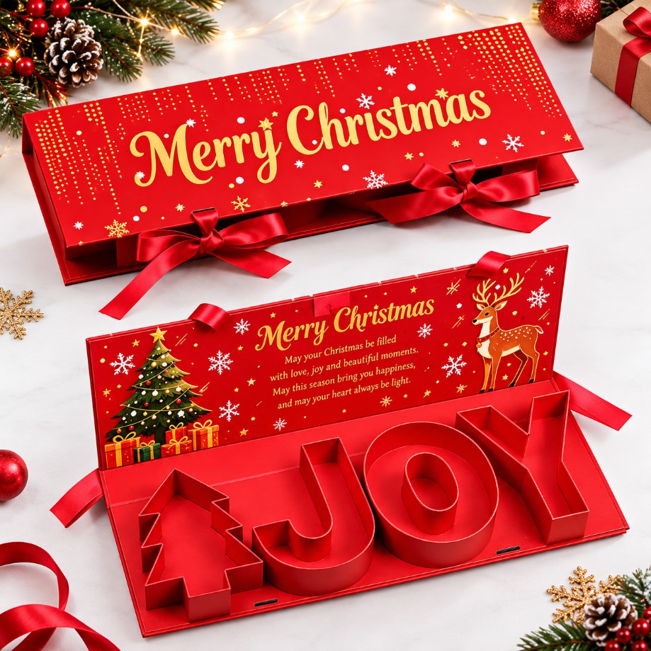 3D Pop Up Gift Box Halloween Christmas BOO JOY Treat Box Party Gift Packaging with Ribbon