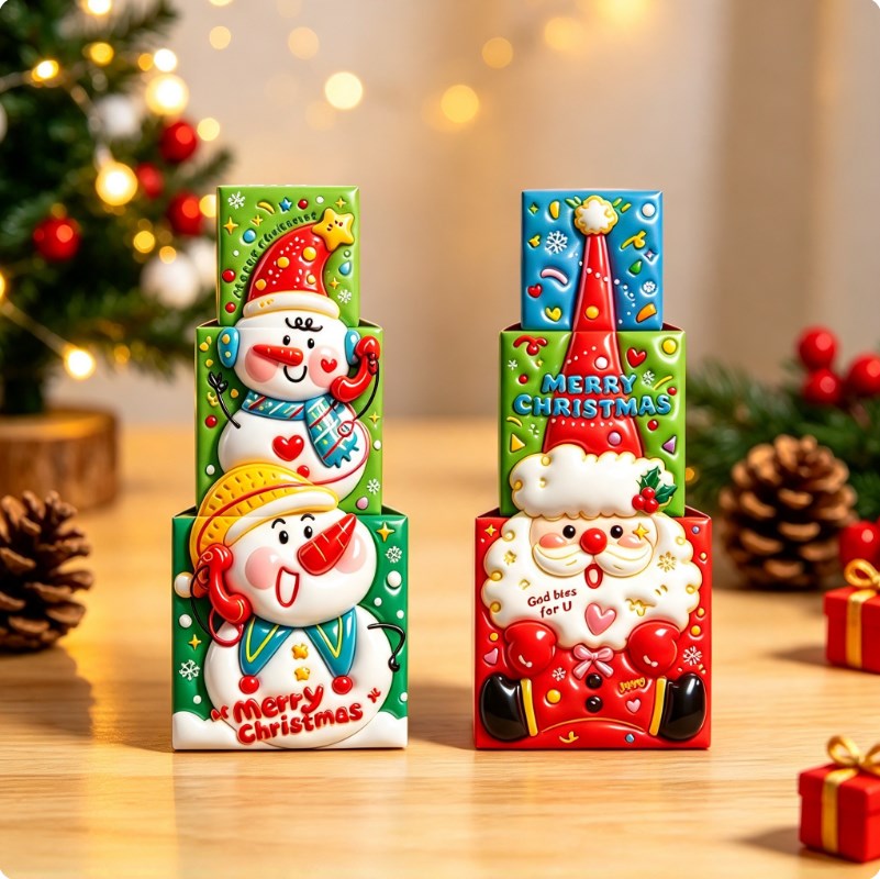 Christmas Square Gift Box Set Merry Christmas Holiday Gift Packaging Box Perfect for wrapping small