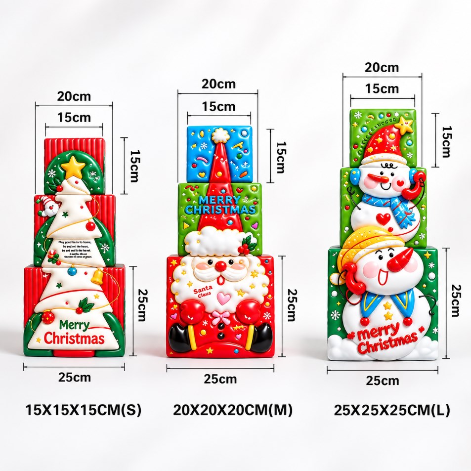 Christmas Square Gift Box Set Merry Christmas Holiday Gift Packaging Box Perfect for wrapping small