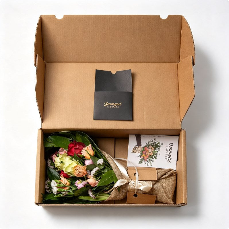 5PCS Flower Bouquet Box 57x20.5x15cm Corrugated Paper Packaging Box for Fresh Flowers