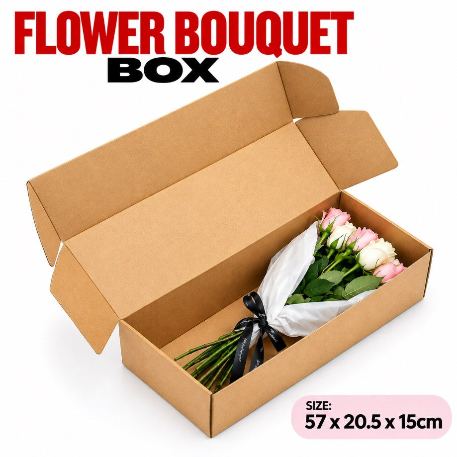 5PCS Flower Bouquet Box 57x20.5x15cm Corrugated Paper Packaging Box for Fresh Flowers