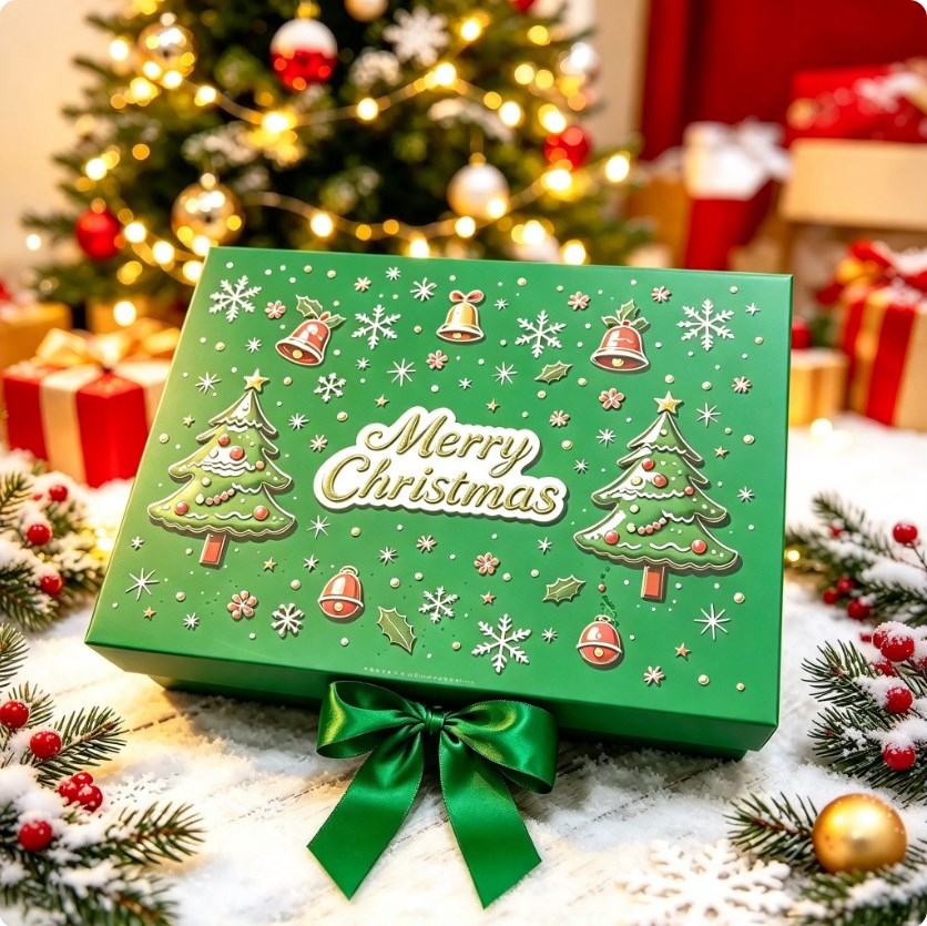 Christmas Magnetic Closure Gift Box with Ribbon - Presentation Box for Jewelry, Cosmetics ect.