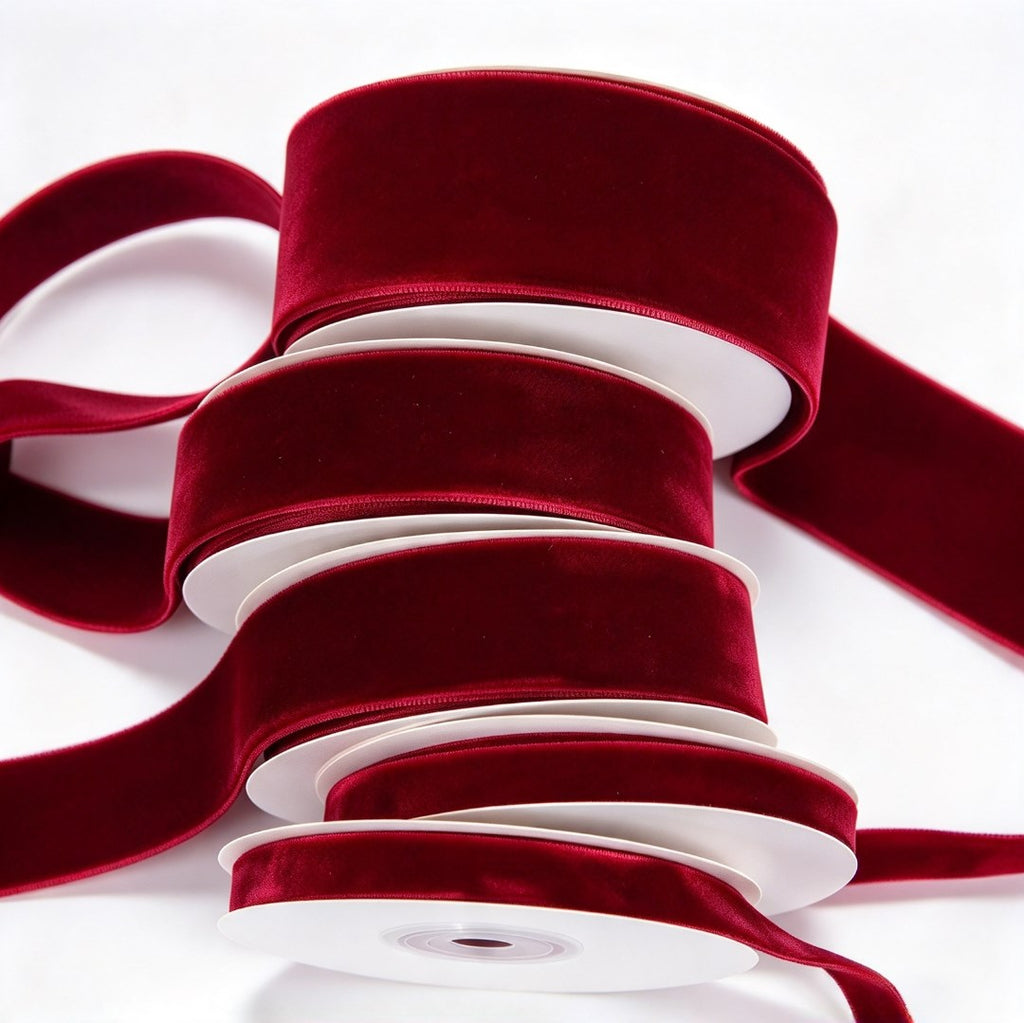 5 Meters Wine Red Velvet Ribbon Soft Fabric Ribbon for Gift Wrapping Flower Bouquet Wedding DIY Craf