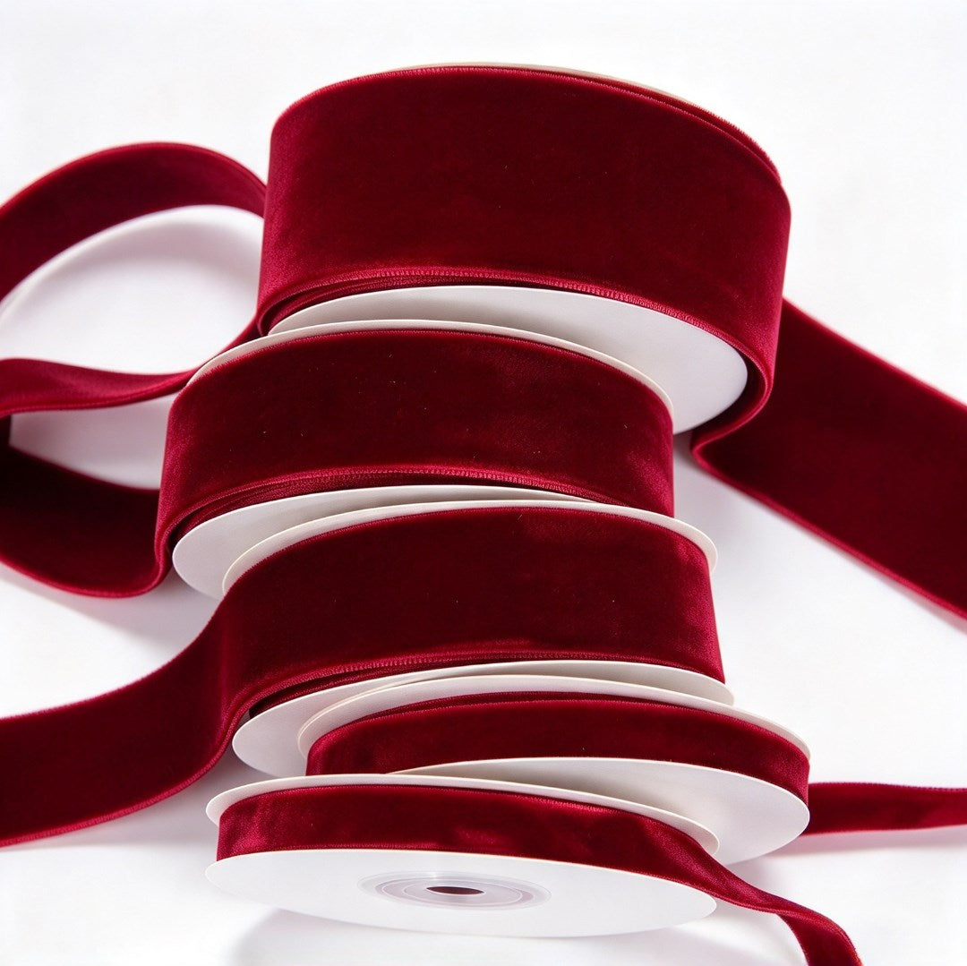 5 Meters Wine Red Velvet Ribbon Soft Fabric Ribbon for Gift Wrapping Flower Bouquet Wedding DIY Craf
