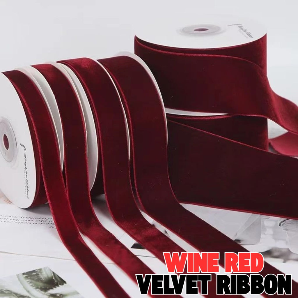 5 Meters Wine Red Velvet Ribbon Soft Fabric Ribbon for Gift Wrapping Flower Bouquet Wedding DIY Craf