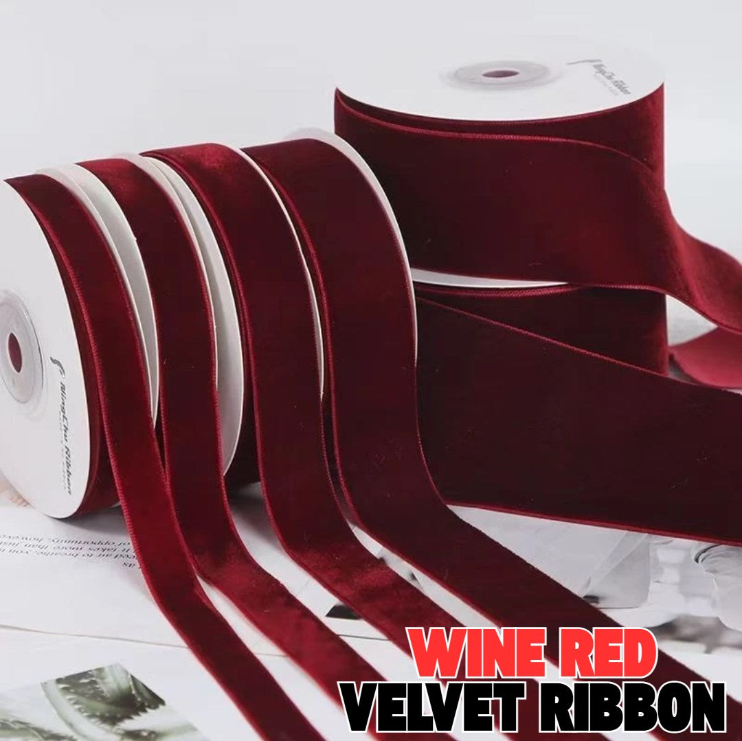 5 Meters Wine Red Velvet Ribbon Soft Fabric Ribbon for Gift Wrapping Flower Bouquet Wedding DIY Craf