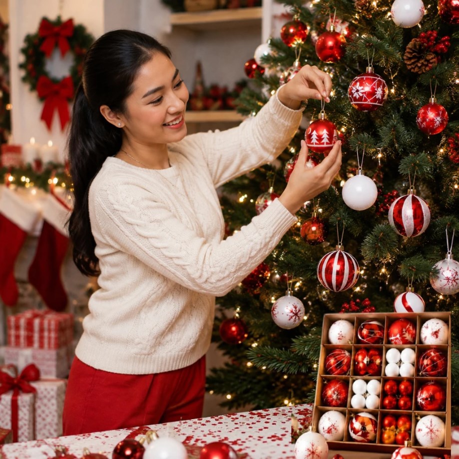 44PCS Christmas Balls Ornament Set Shatterproof Hanging Christmas Tree Decorations for Home Holiday