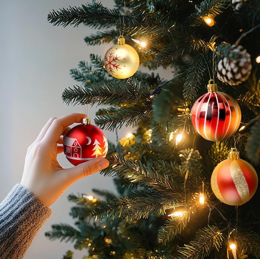 44PCS Christmas Balls Ornament Set Shatterproof Hanging Christmas Tree Decorations for Home Holiday