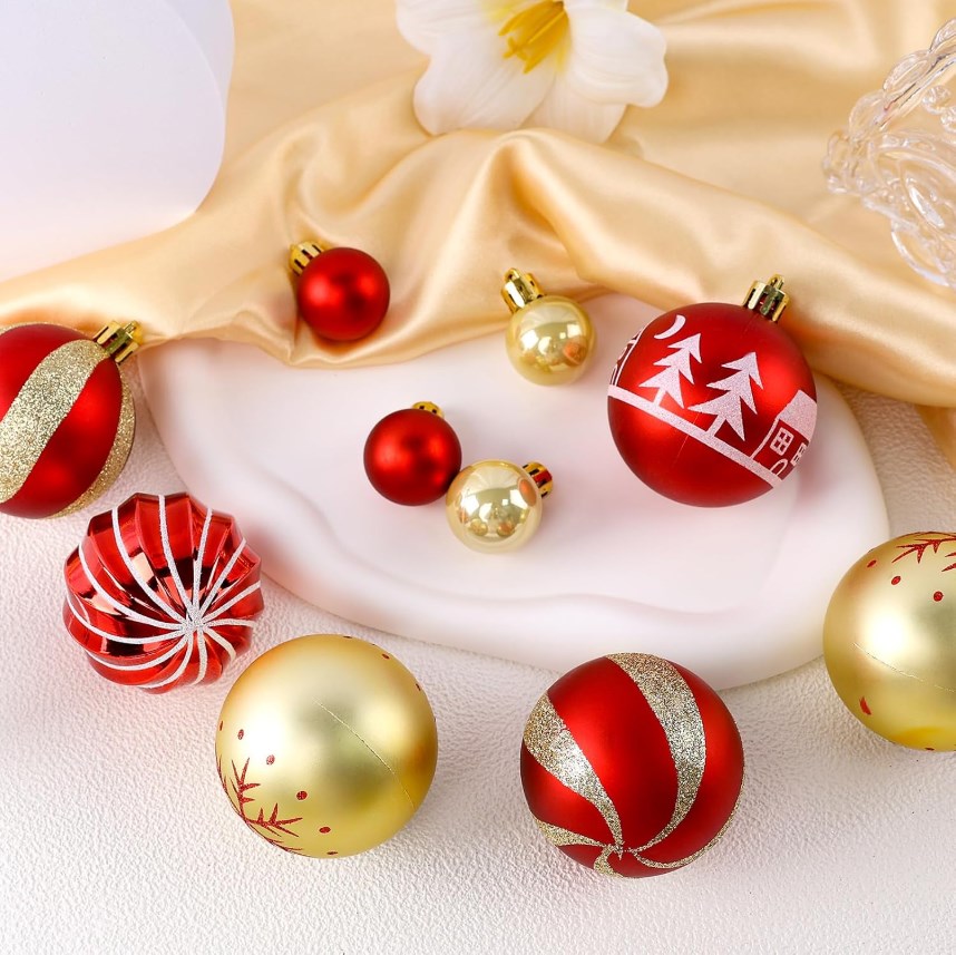 44PCS Christmas Balls Ornament Set Shatterproof Hanging Christmas Tree Decorations for Home Holiday
