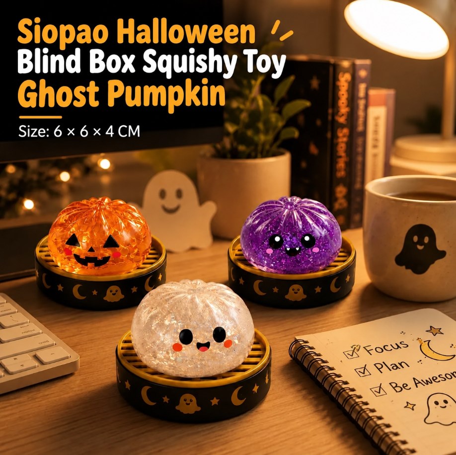 Siopao Dumpling Halloween Blind Box Squishy Toy Ghost Pumpkin Mystery Surprise