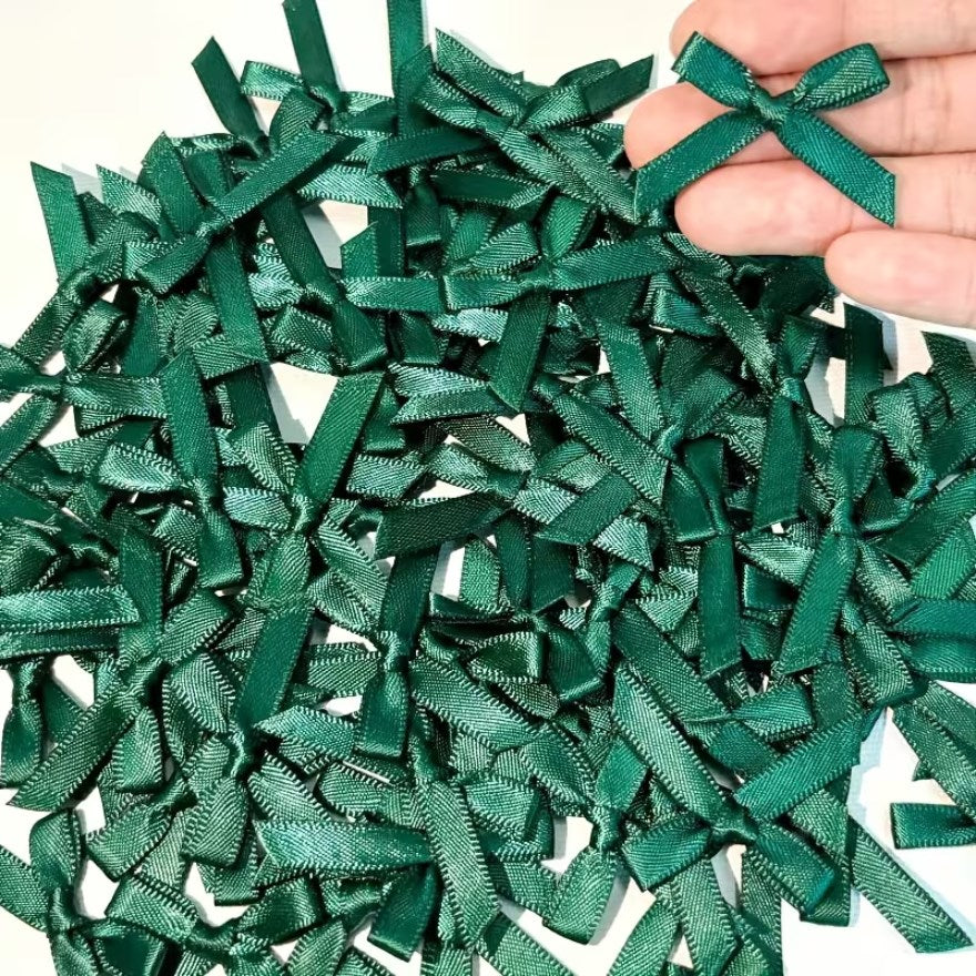 50pcs Mini Ribbon Bowknots Solid Plaid Decorative Bows for Gift Wrapping Crafts DIY Birthday Party