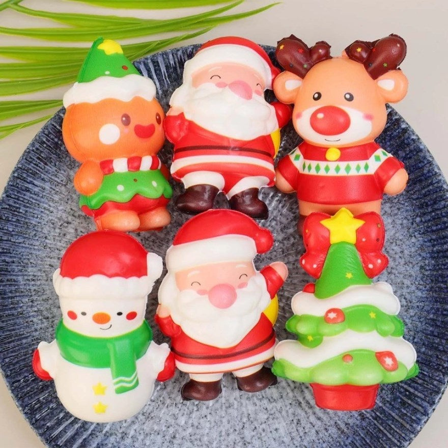 1pc Random Christmas Squishy Toy | Cute Santa, Reindeer & Snowman Stress Relief Toy