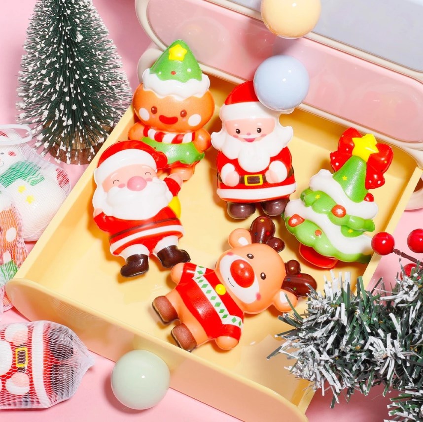 1pc Random Christmas Squishy Toy | Cute Santa, Reindeer & Snowman Stress Relief Toy