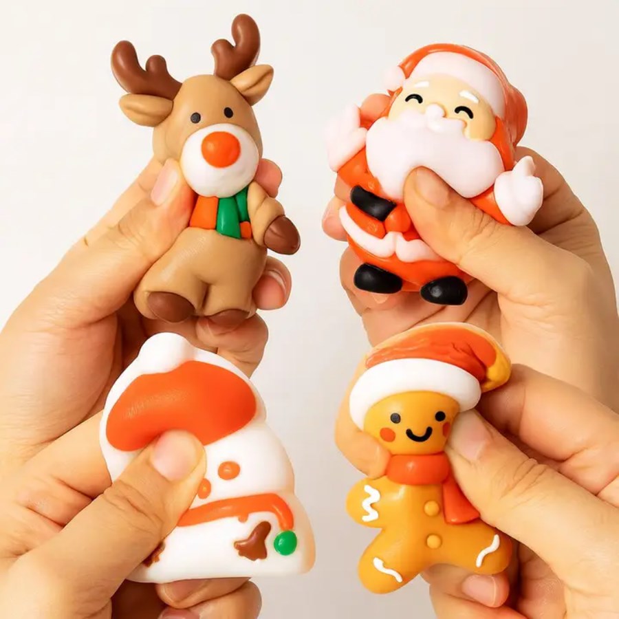 1pc Random Christmas Squishy Toy | Cute Santa, Reindeer & Snowman Stress Relief Toy