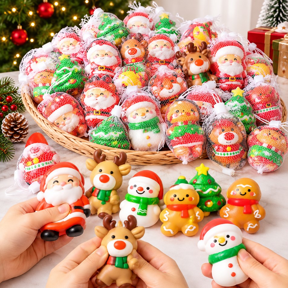 1pc Random Christmas Squishy Toy | Cute Santa, Reindeer & Snowman Stress Relief Toy