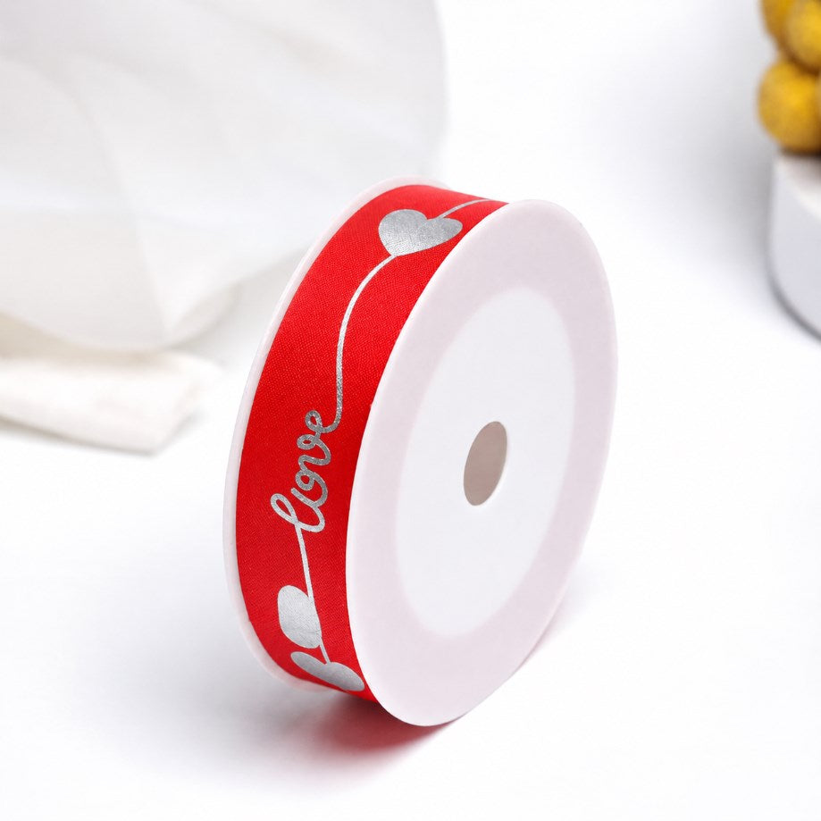Plastic Love Heart Ribbon 30cm x 50 Yards | Gift Wrapping Ribbon | Bouquet Flower Wrapping Ribbon