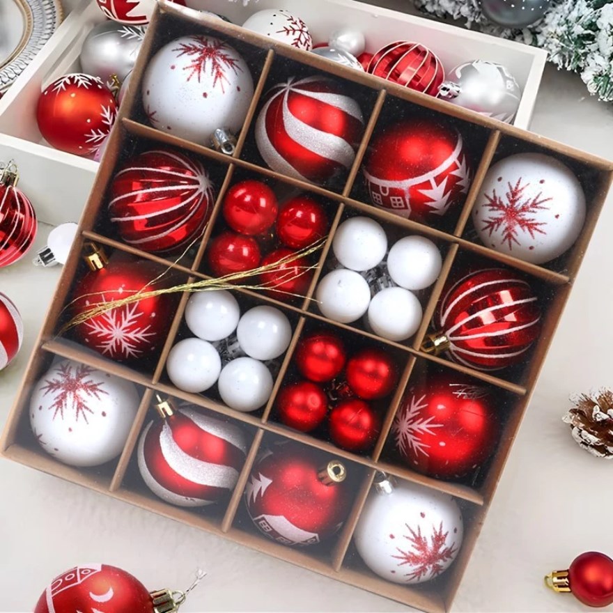44PCS Christmas Balls Ornament Set Shatterproof Hanging Christmas Tree Decorations for Home Holiday
