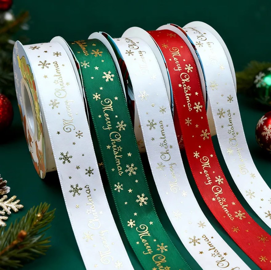 25yards 2.5cm decoration Christmas ribbon gift box gift packaging ribbon cake baking bow