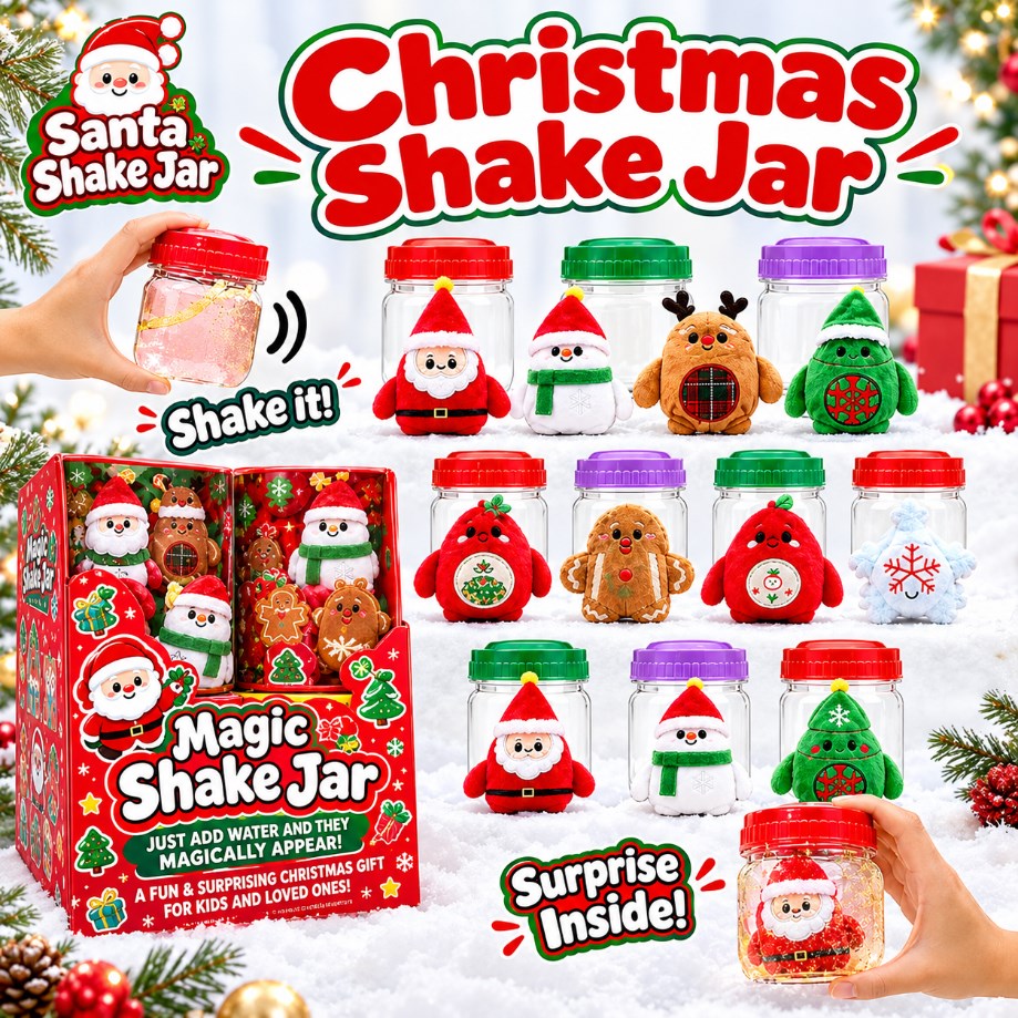 Christmas Magic Shake Jar Blind Box Toy – Mini Plush Surprise Water Reveal Holiday Gift