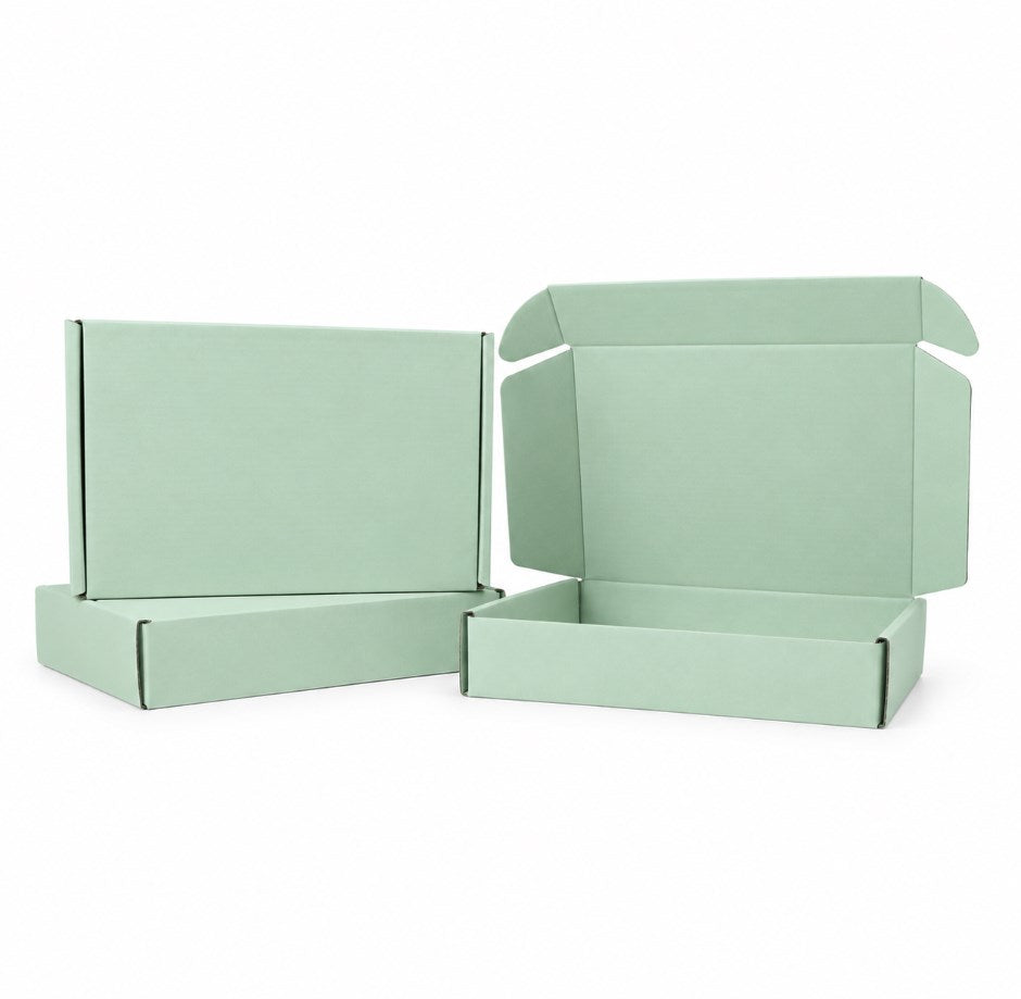 FULL PASTEL MINT GREEN Corrugated Mailer Box – Cardboard Packaging Box for Shipping and Gifts