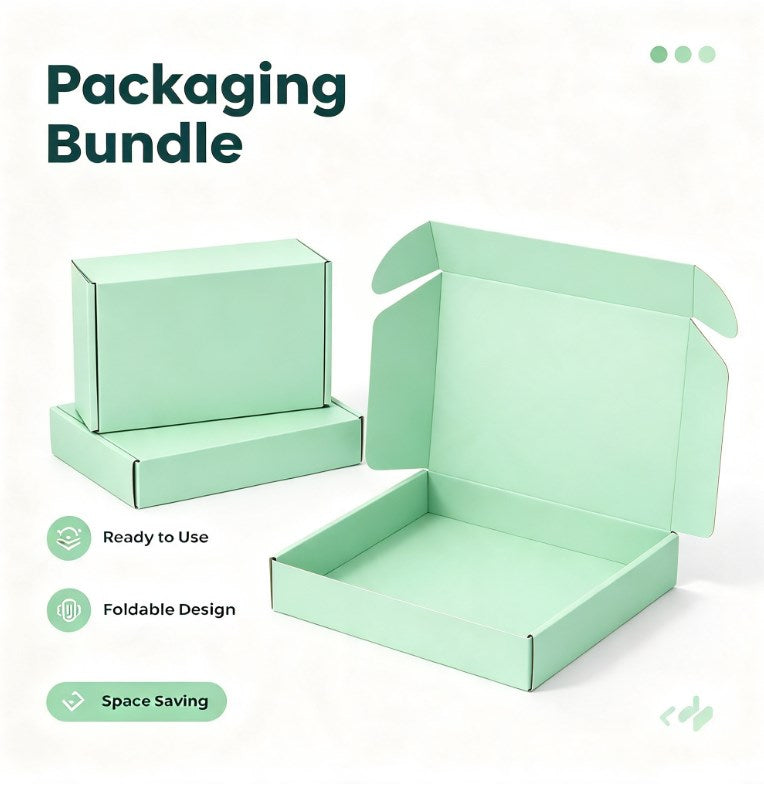 FULL PASTEL MINT GREEN Corrugated Mailer Box – Cardboard Packaging Box for Shipping and Gifts