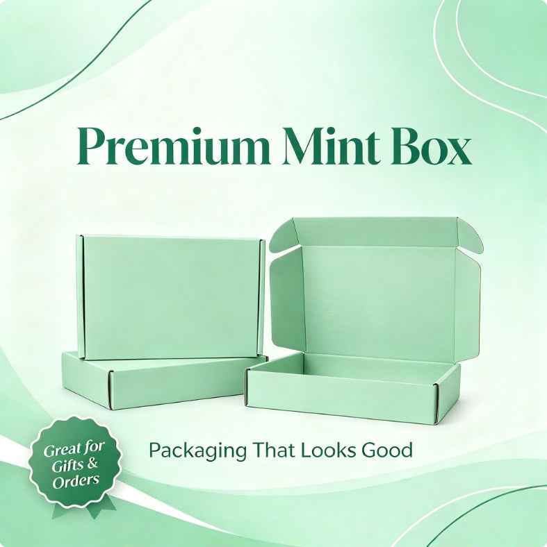 FULL PASTEL MINT GREEN Corrugated Mailer Box – Cardboard Packaging Box for Shipping and Gifts