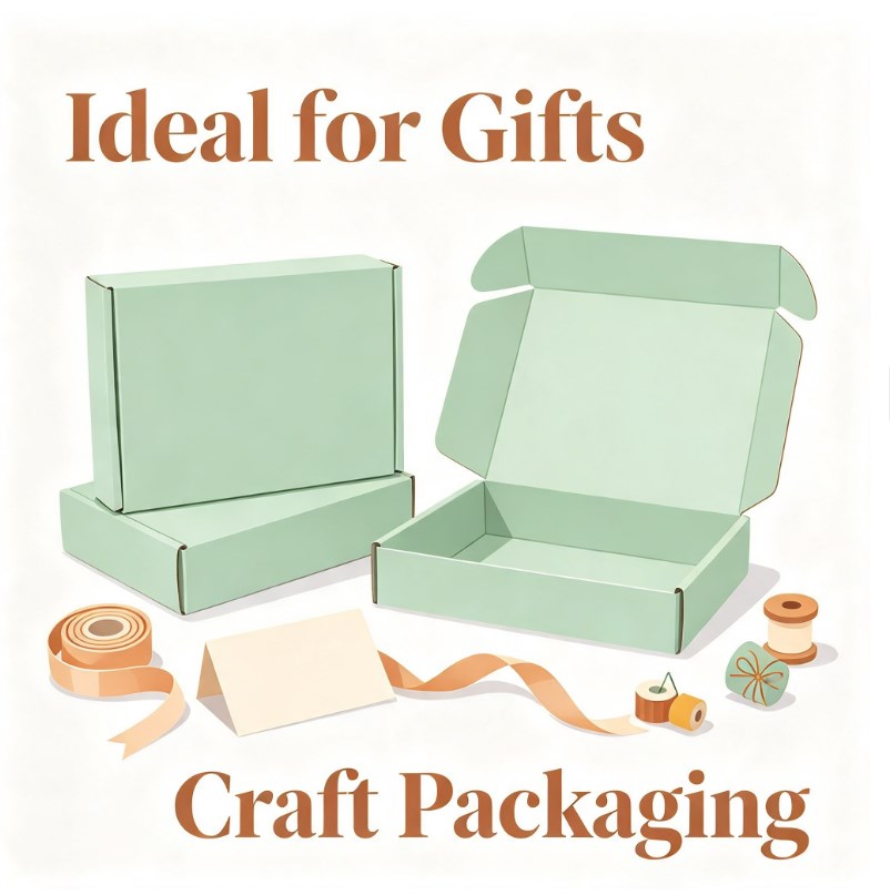 FULL PASTEL MINT GREEN Corrugated Mailer Box – Cardboard Packaging Box for Shipping and Gifts