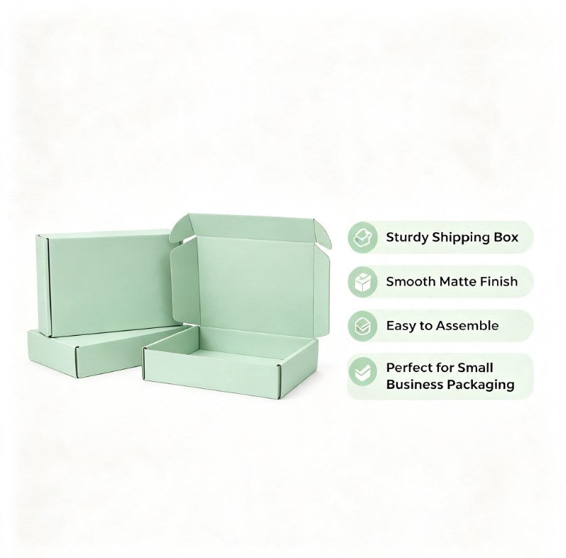 FULL PASTEL MINT GREEN Corrugated Mailer Box – Cardboard Packaging Box for Shipping and Gifts