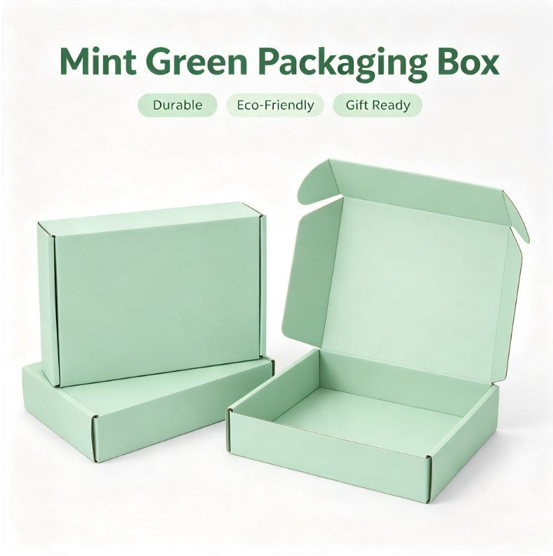 FULL PASTEL MINT GREEN Corrugated Mailer Box – Cardboard Packaging Box for Shipping and Gifts